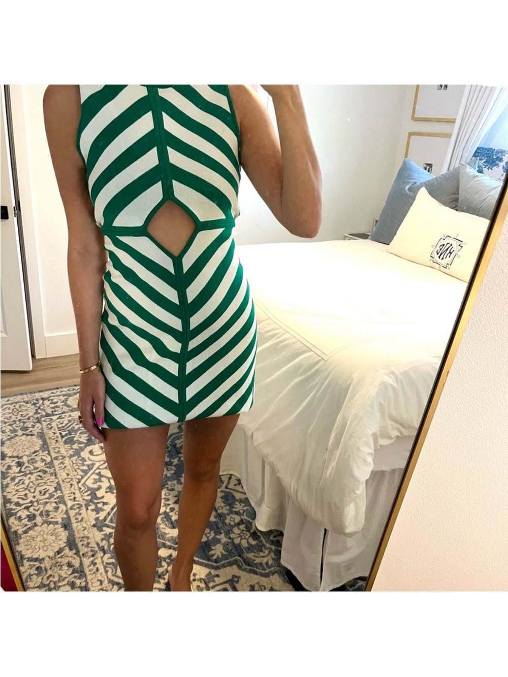 Staud bondi chevron print sleeveless cut out knit mini dress size S